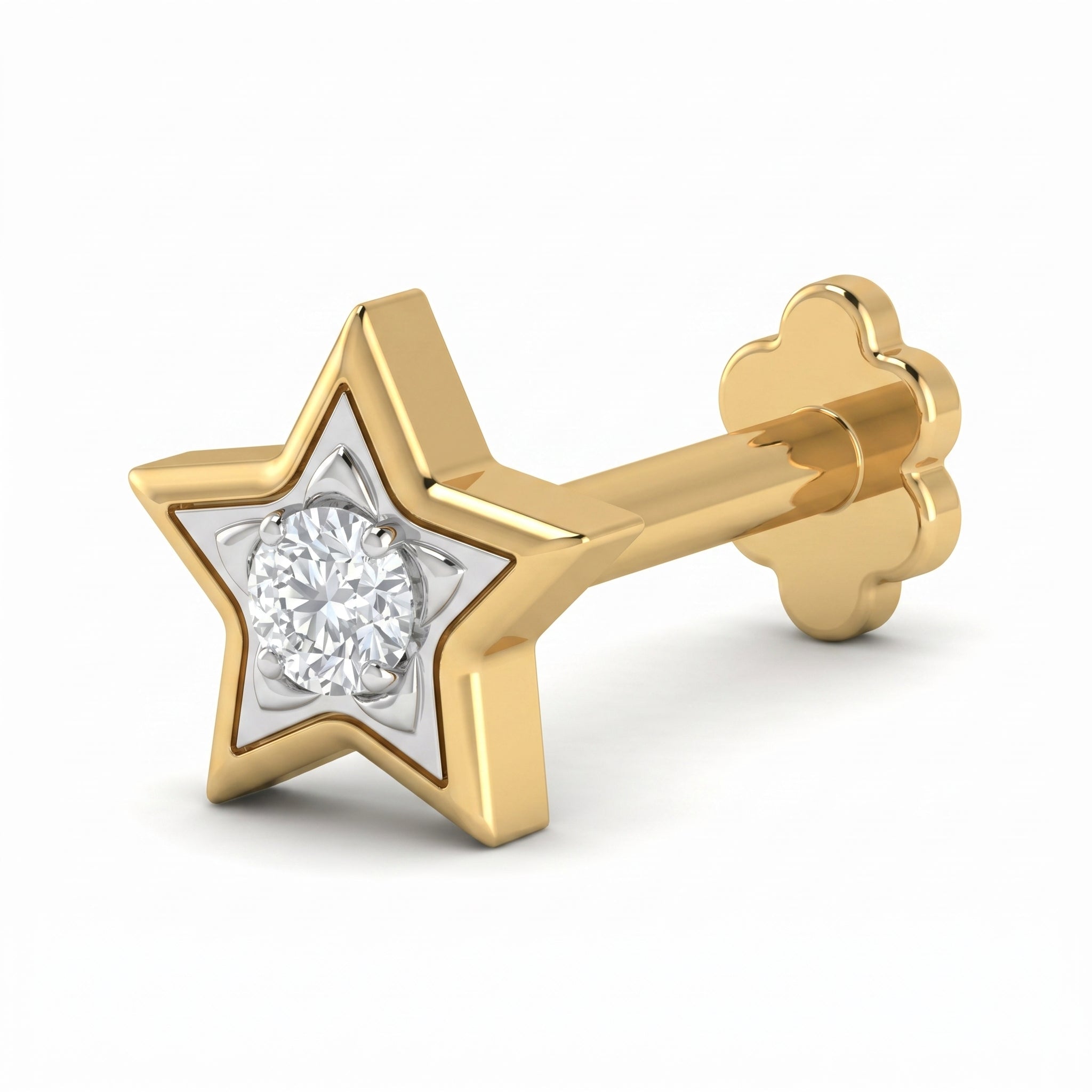 Celestial Mystique Diamond Nose Pin by SVADEZI - yellow