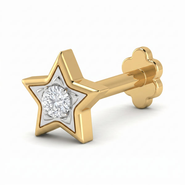 Celestial Mystique Diamond Nose Pin by SVADEZI - yellow
