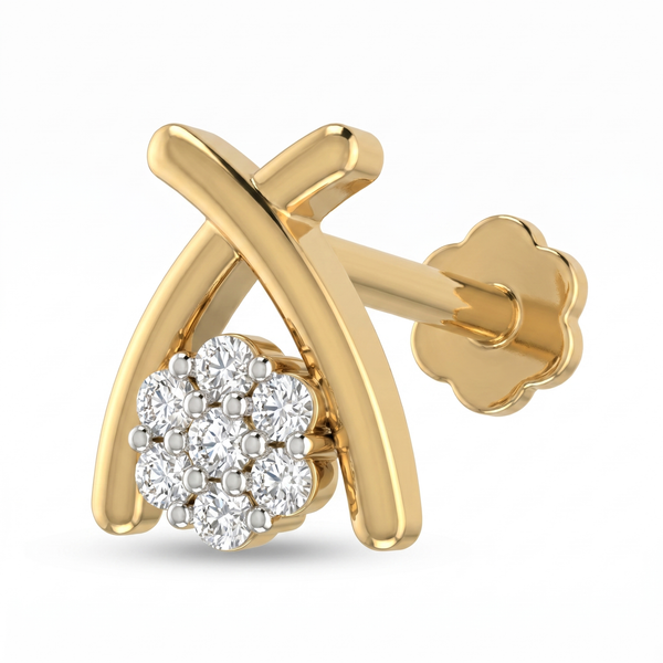 Velvet Bliss Diamond Nose Pin by SVADEZI - yellow