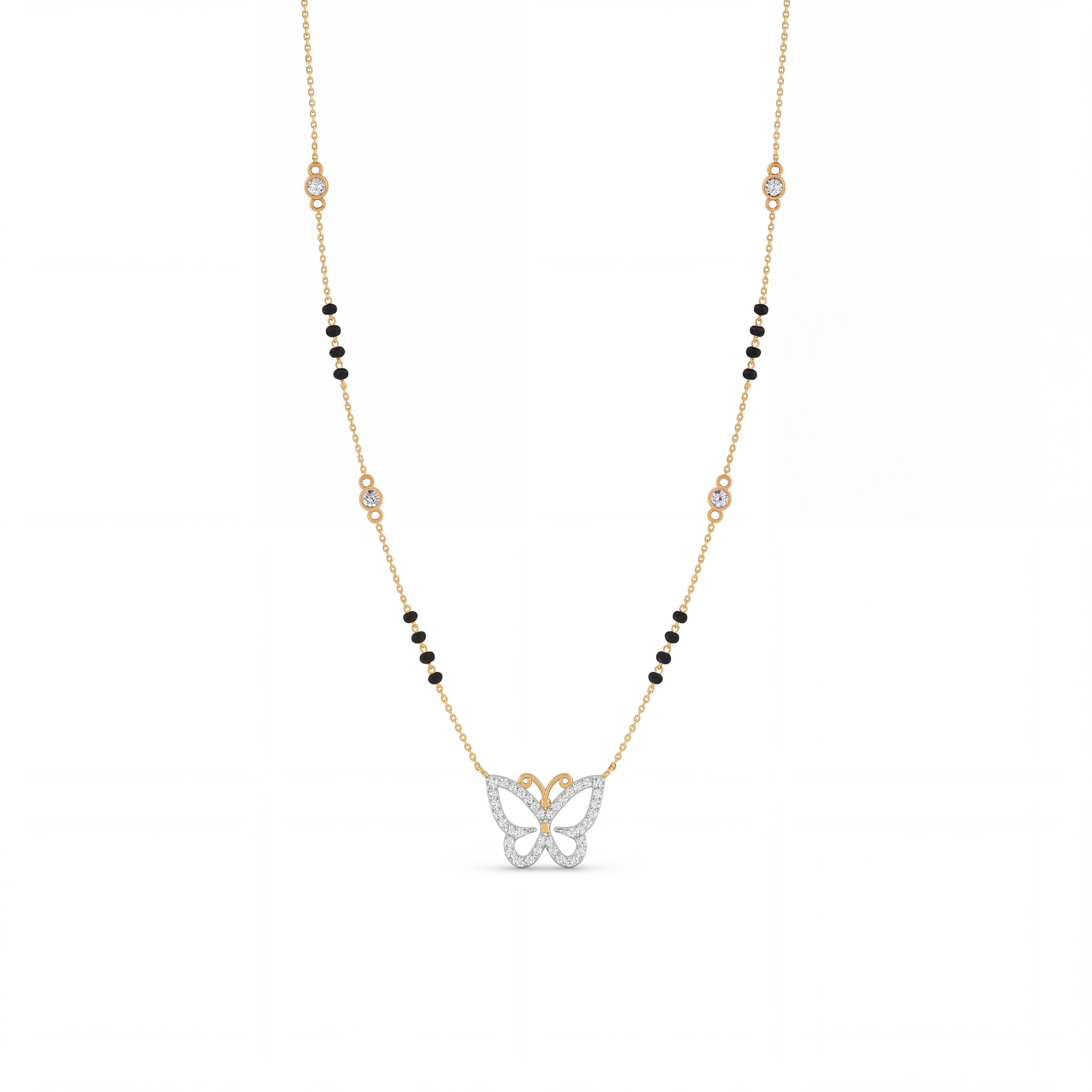 Enthroned Sonnet Diamond Mangalsutra by SVADEZI - yellow