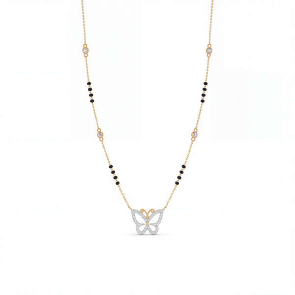 Enthroned Sonnet Diamond Mangalsutra by SVADEZI - yellow