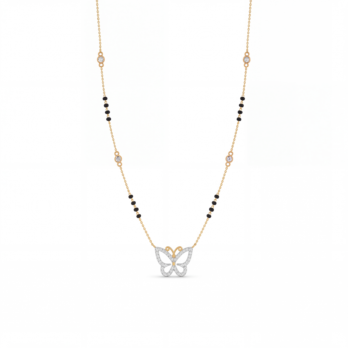 Enthroned Sonnet Diamond Mangalsutra by SVADEZI - yellow
