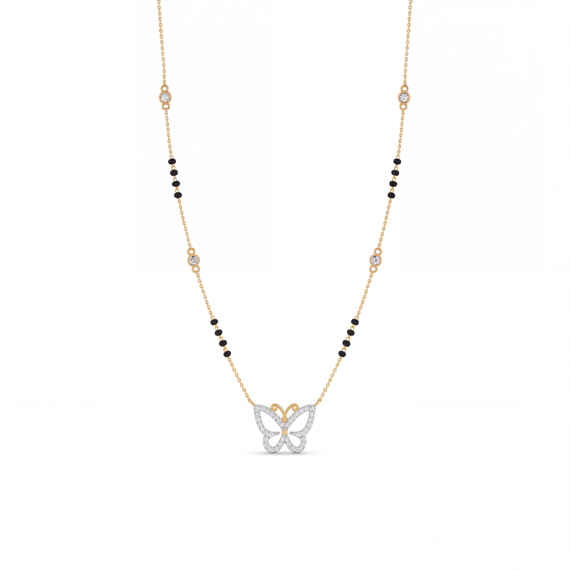 Enthroned Sonnet Diamond Mangalsutra by SVADEZI