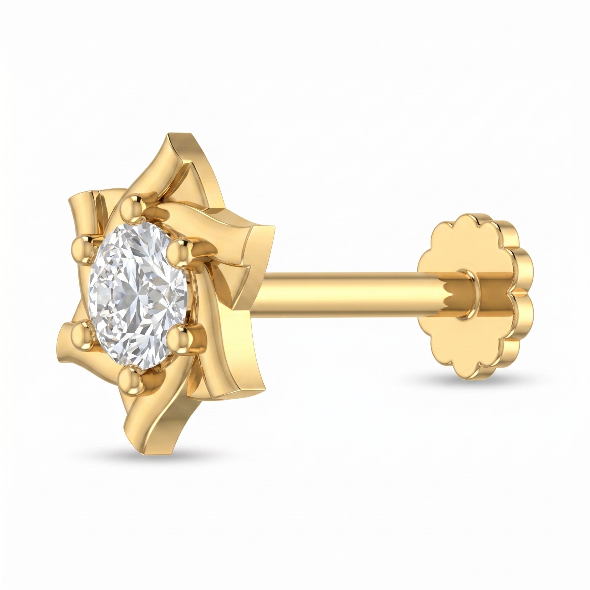 Crowned Embrace Diamond Nose Pin by SVADEZI - yellow