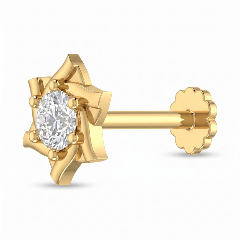 Crowned Embrace Diamond Nose Pin by SVADEZI