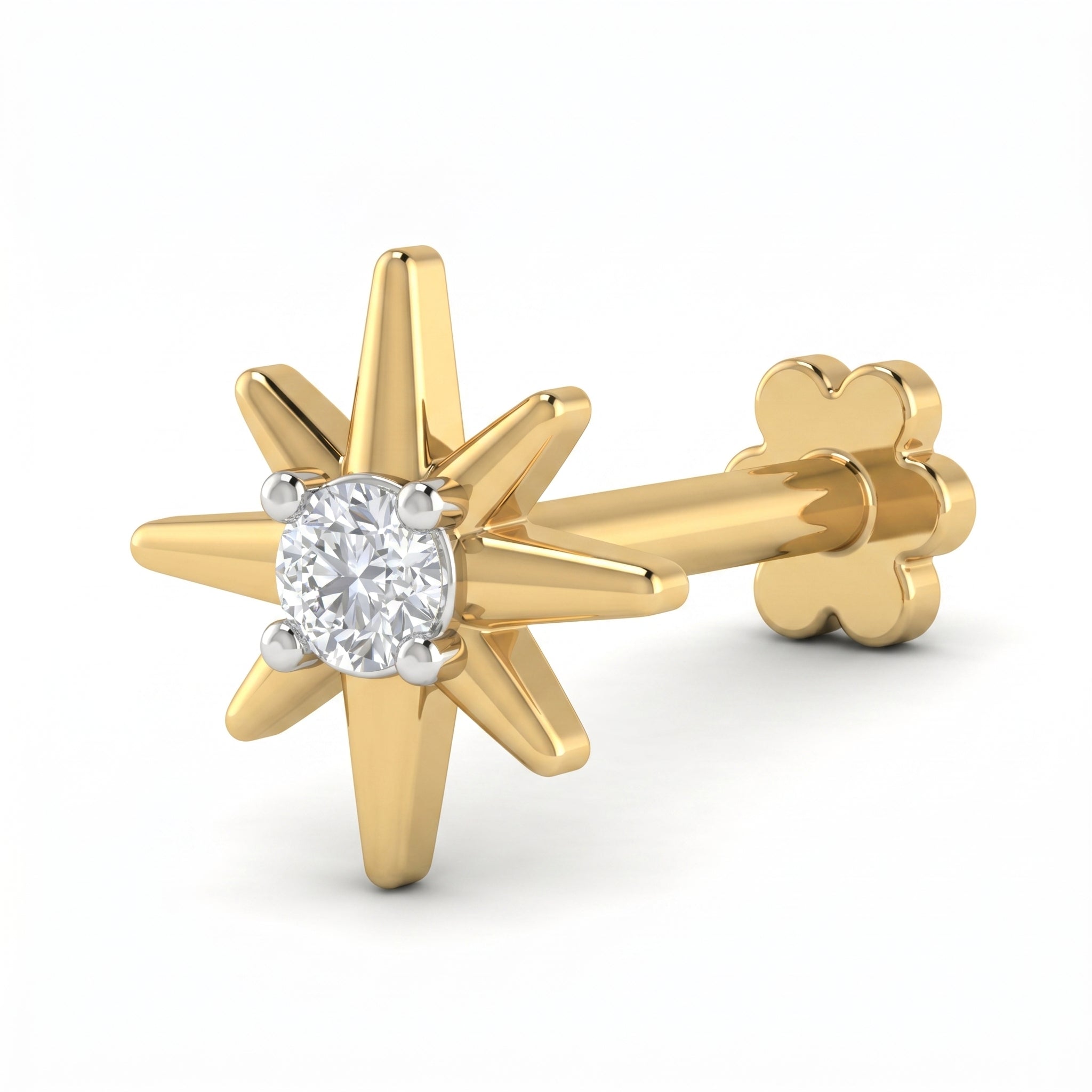 Sparkling Glow Diamond Nose Pin by SVADEZI - yellow