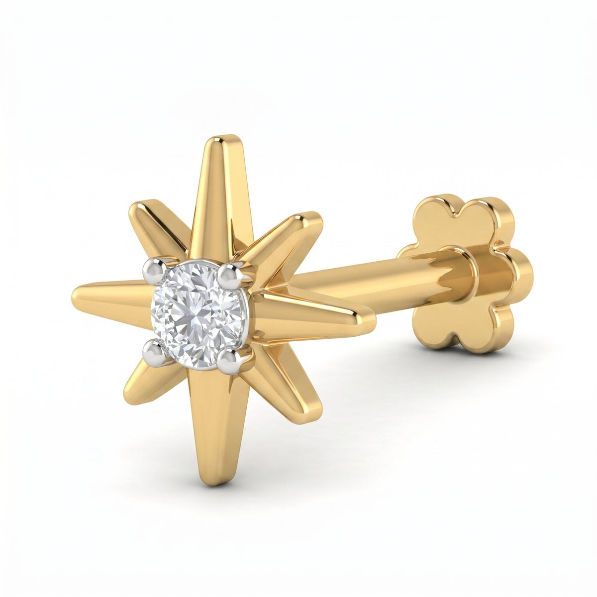 Sparkling Glow Diamond Nose Pin by SVADEZI - yellow
