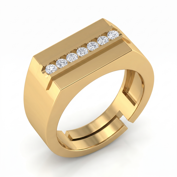 Gilded Radiance Men's Diamond Ring by SVADEZI - yellow