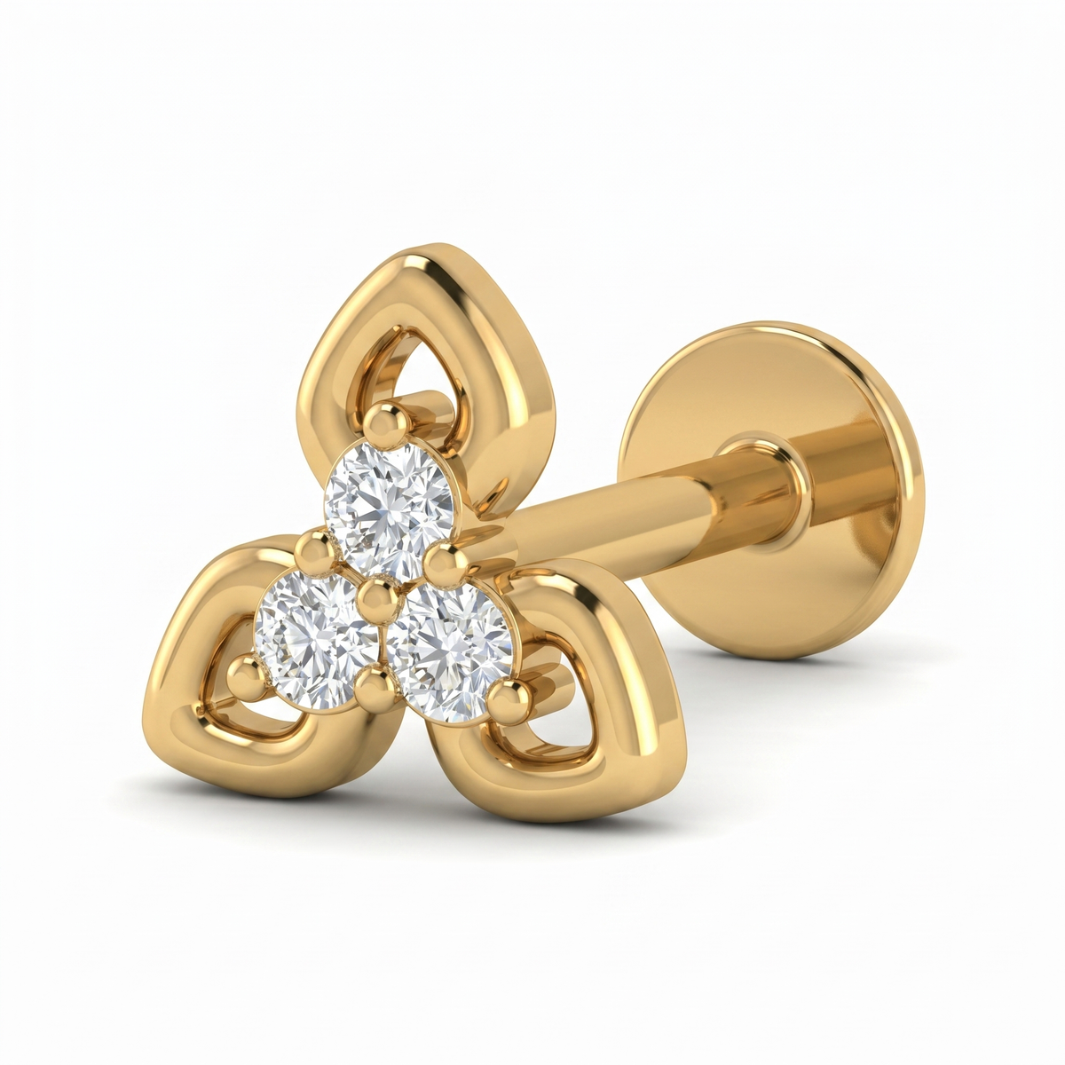 Solstice Petal Diamond Nose Pin by SVADEZI - yellow