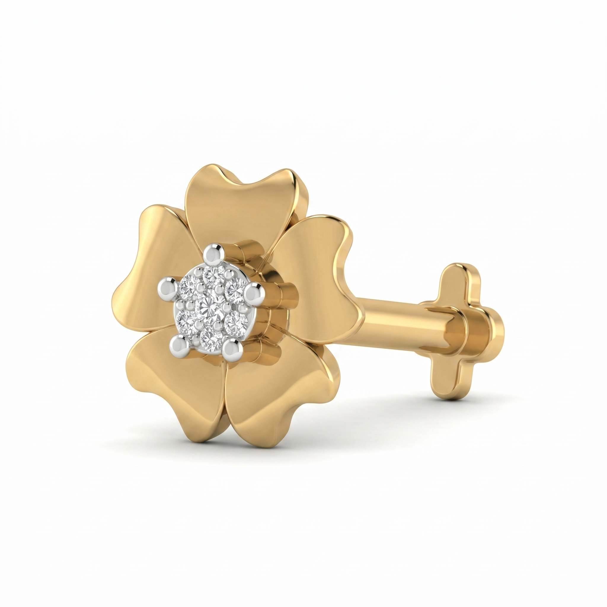 Ornate Grace Diamond Nose Pin by SVADEZI - yellow