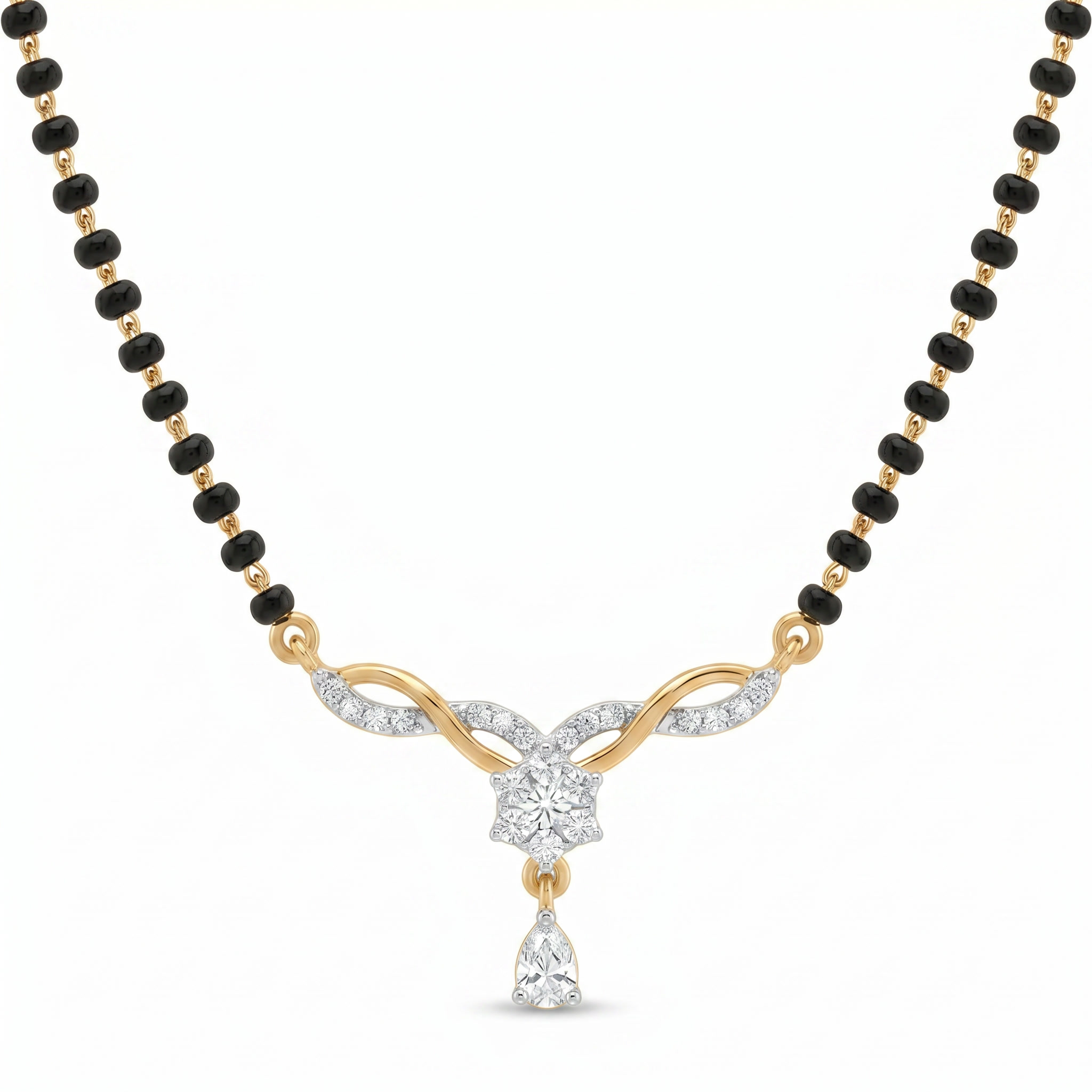 Glowing Mystique Diamond Mangalsutra by SVADEZI - yellow