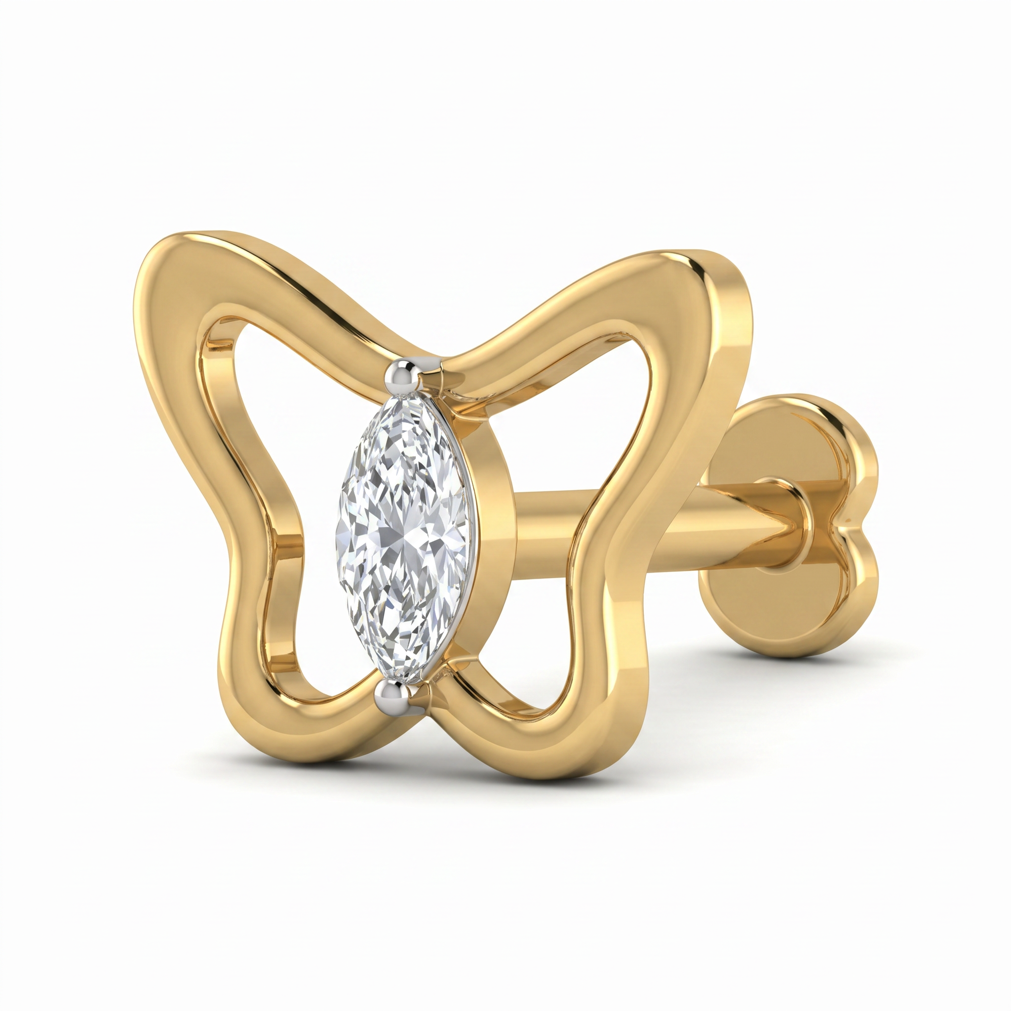 Heavenly Bloom Diamond Nose Pin by SVADEZI - yellow
