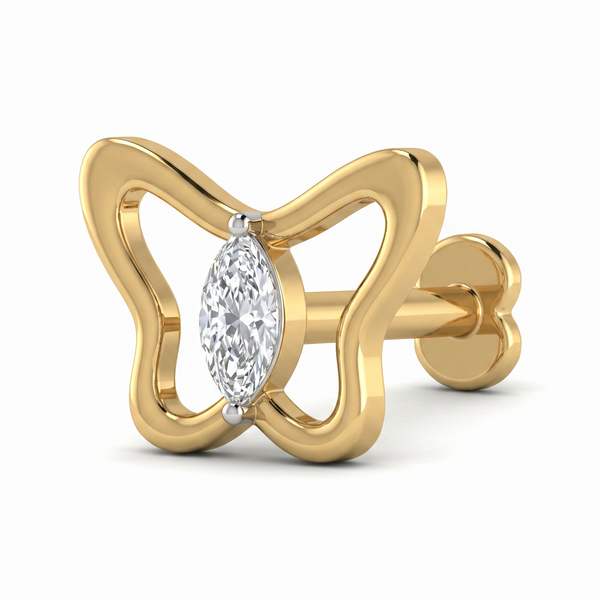 Heavenly Bloom Diamond Nose Pin by SVADEZI - yellow