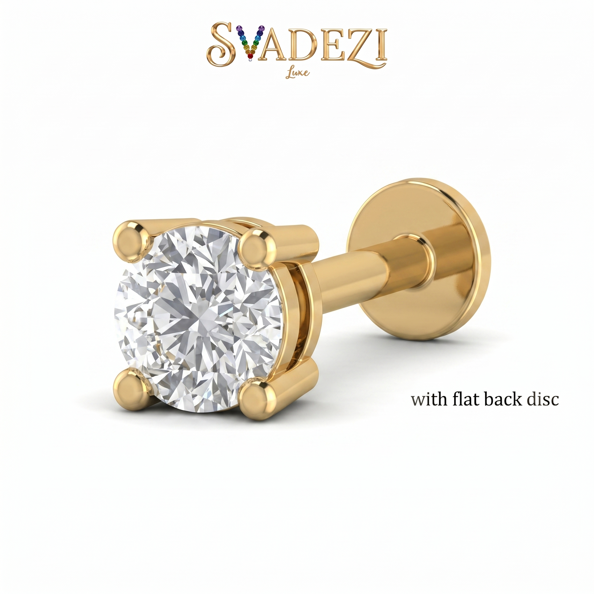 Crowned Spell Diamond Nose Pin by SVADEZI - yellow