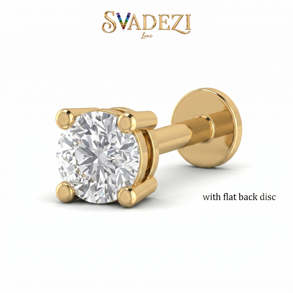 Crowned Spell Diamond Nose Pin by SVADEZI - yellow