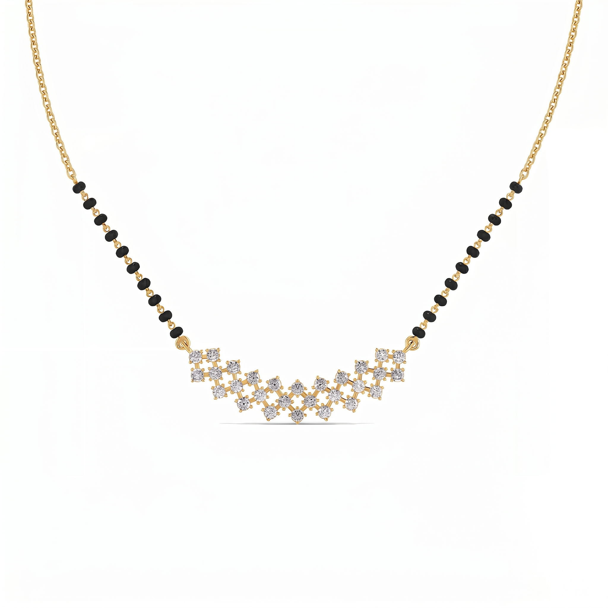 Sparkling Halo Diamond Mangalsutra by SVADEZI - yellow