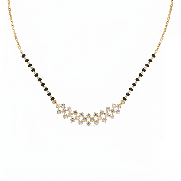 Sparkling Halo Diamond Mangalsutra by SVADEZI - yellow