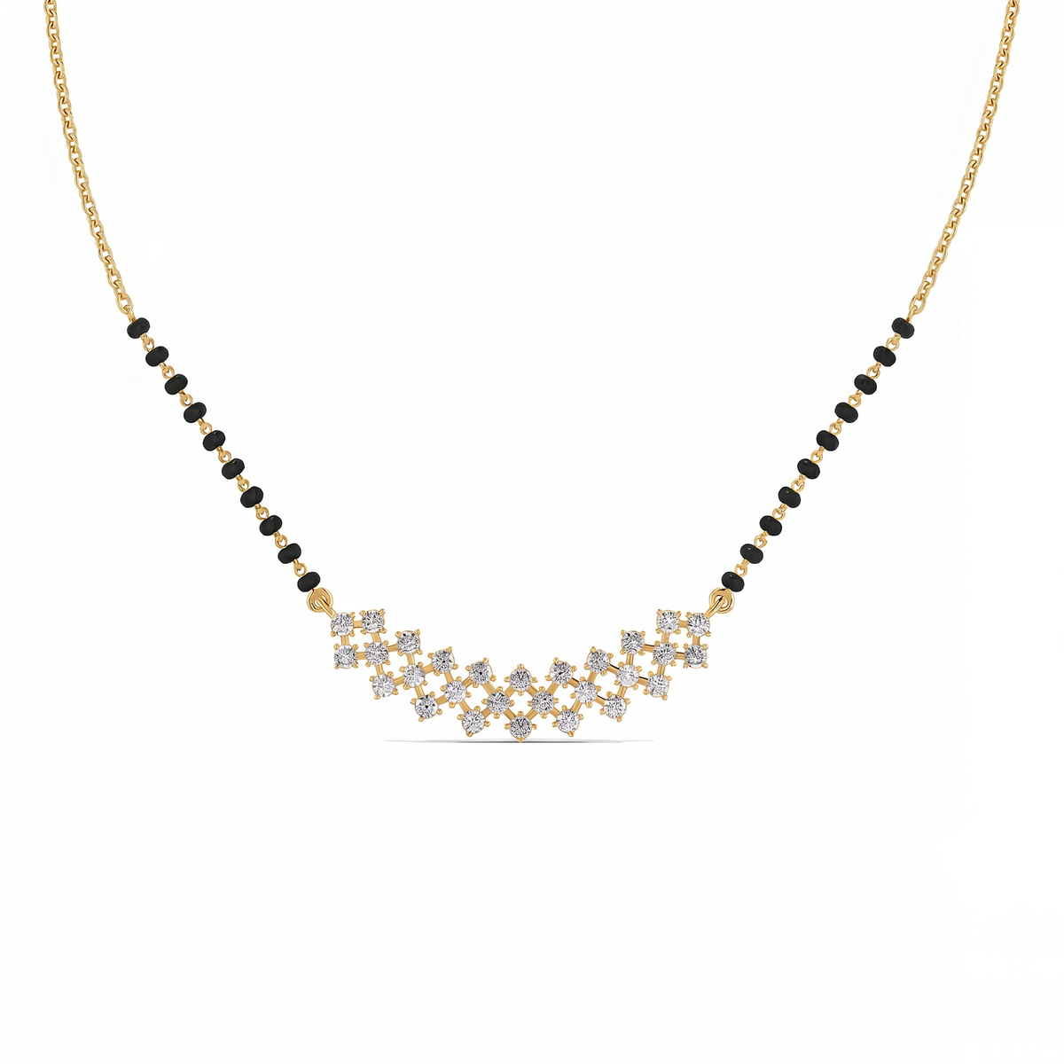 Sparkling Halo Diamond Mangalsutra by SVADEZI - yellow