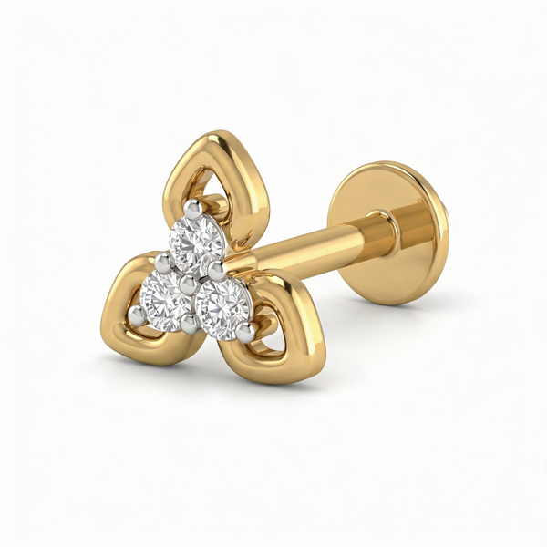 Pristine Bloom Diamond Nose Pin by SVADEZI - yellow