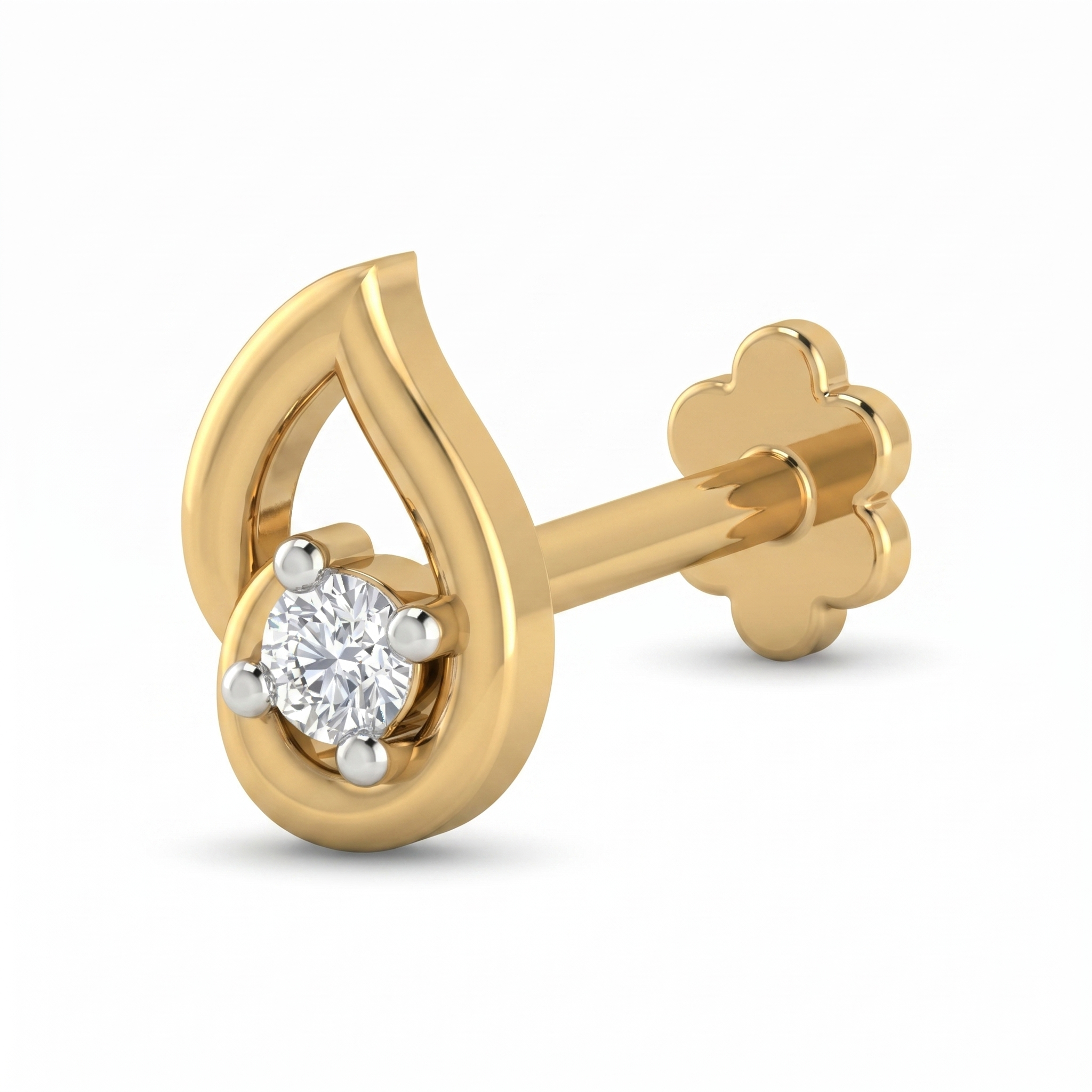 Lavish Majesty Diamond Nose Pin by SVADEZI - yellow