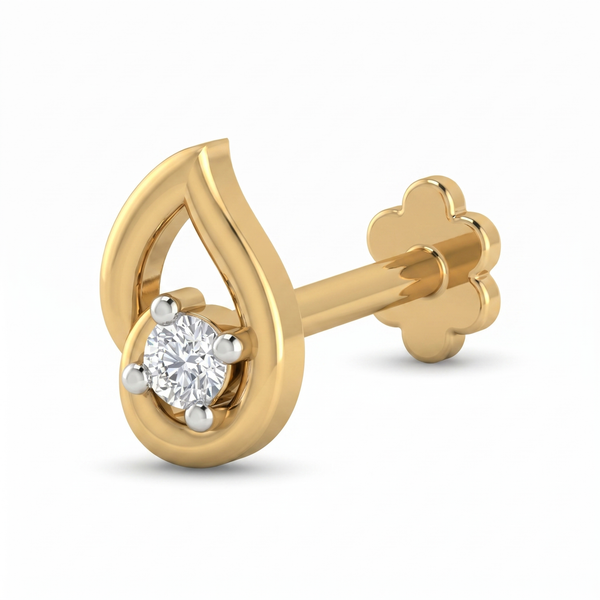 Lavish Majesty Diamond Nose Pin by SVADEZI - yellow