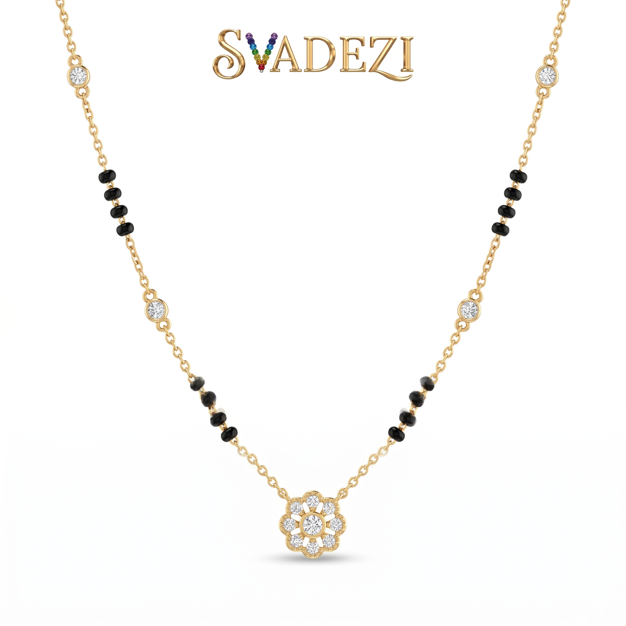 Crowned Brilliance Diamond Mangalsutra by SVADEZI - yellow