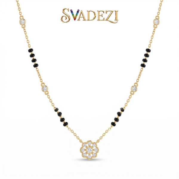 Crowned Brilliance Diamond Mangalsutra by SVADEZI - yellow