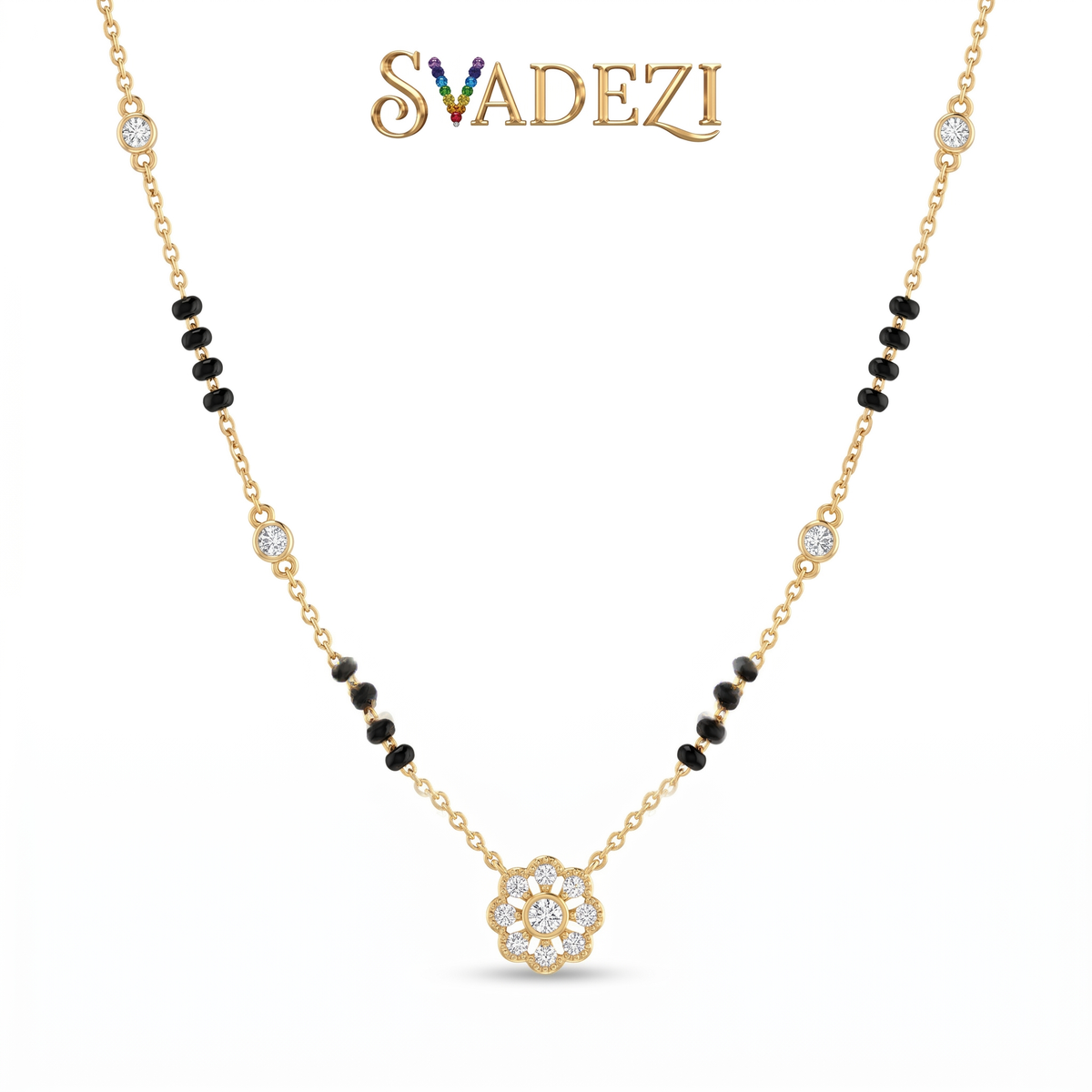 Crowned Brilliance Diamond Mangalsutra by SVADEZI - yellow