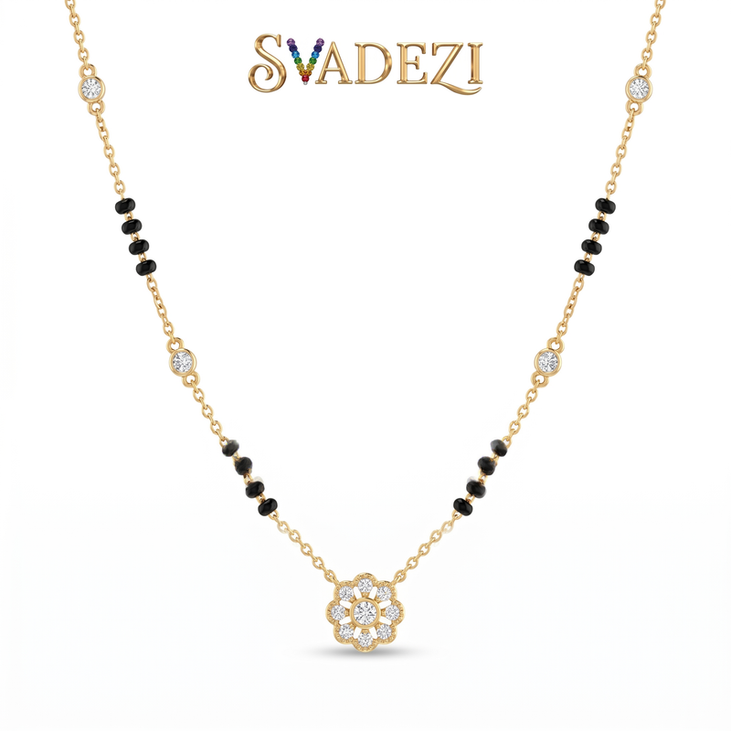 Crowned Brilliance Diamond Mangalsutra by SVADEZI