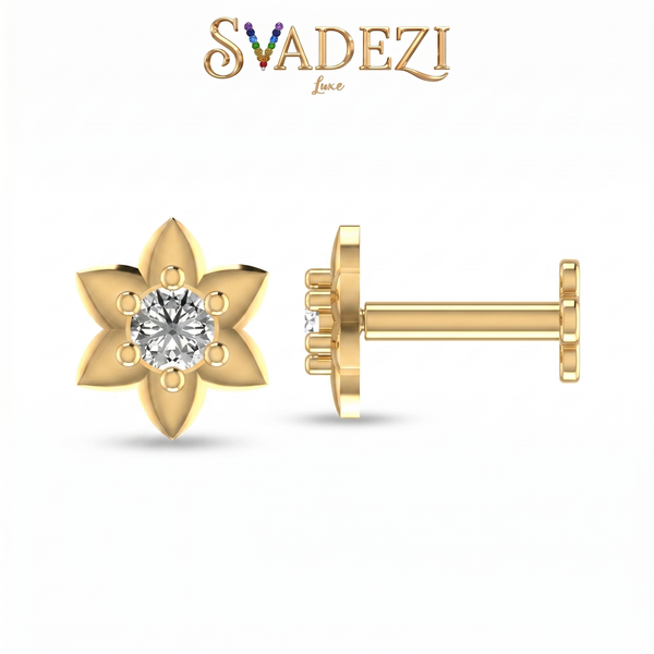 Sparkling Cascade Diamond Nose Pin by SVADEZI - yellow