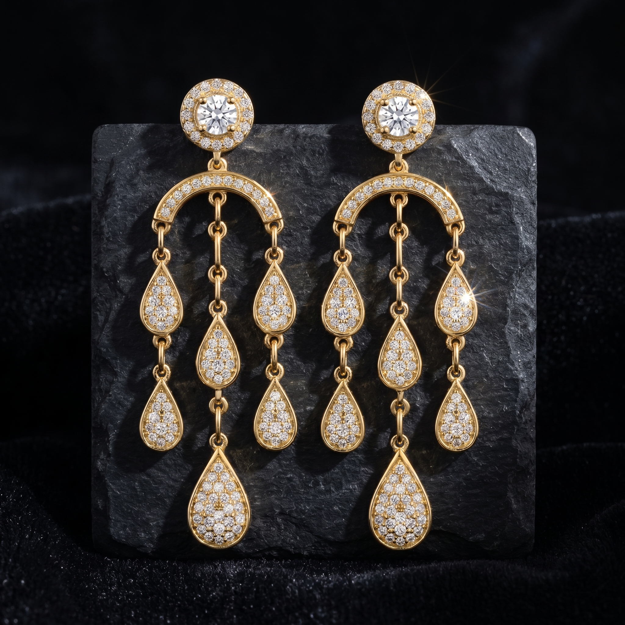 Gilded Lustre Diamond Earrings by SVADEZI - yellow