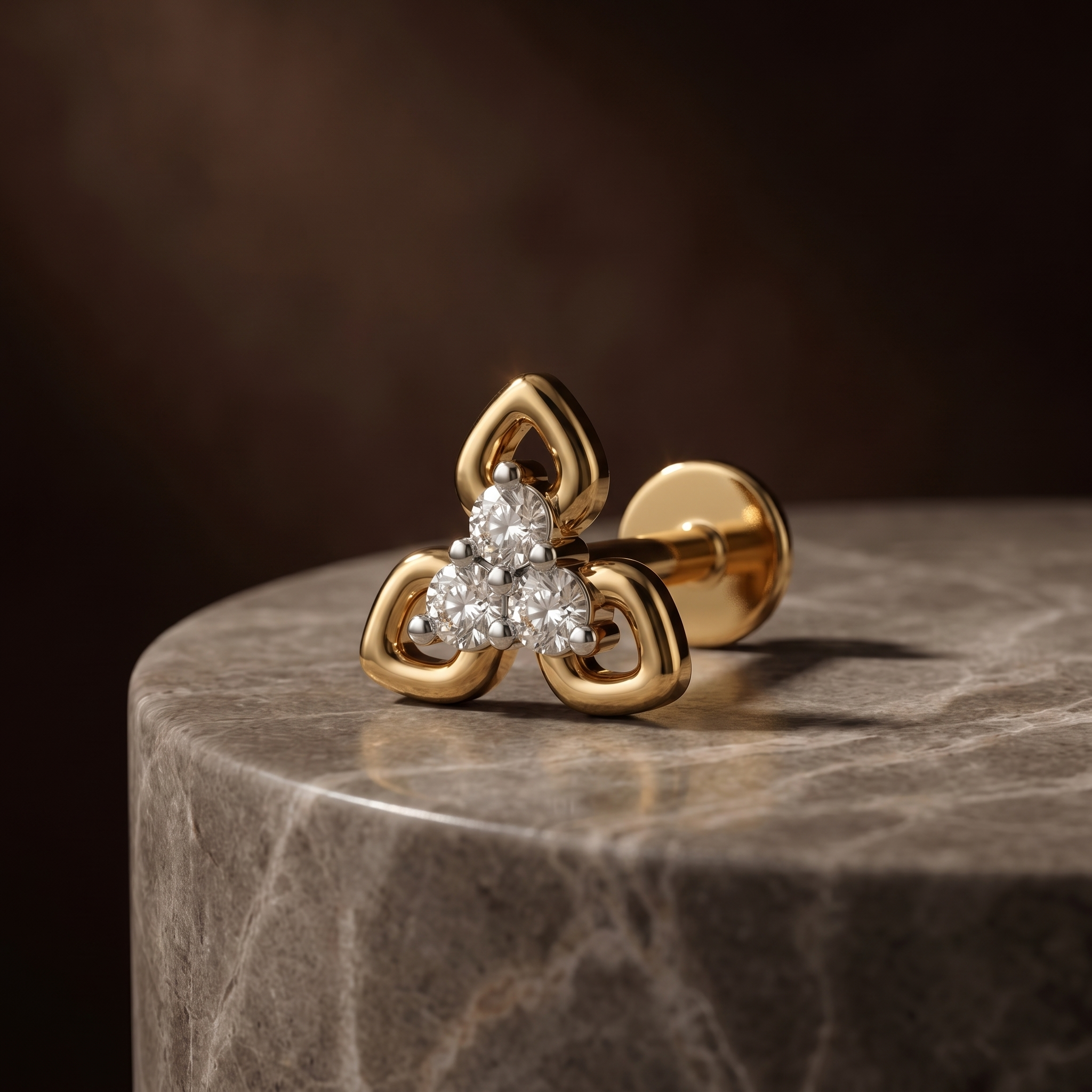 Pristine Bloom Diamond Nose Pin by SVADEZI - yellow