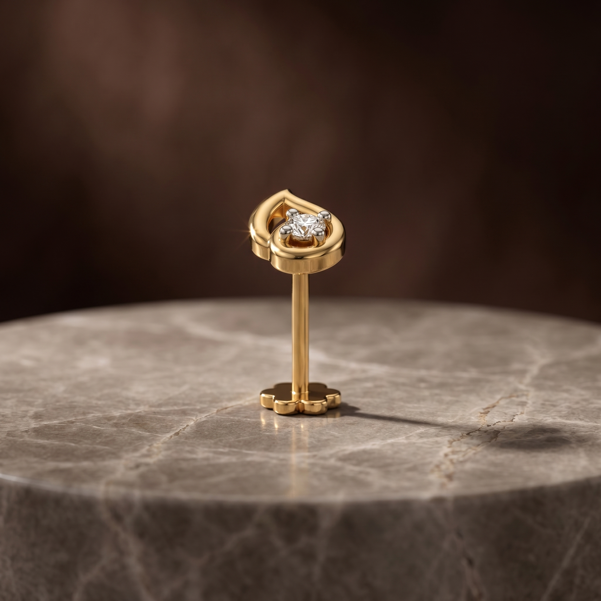 Lavish Majesty Diamond Nose Pin by SVADEZI - yellow