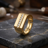 Gilded Radiance Men's Diamond Ring by SVADEZI - yellow
