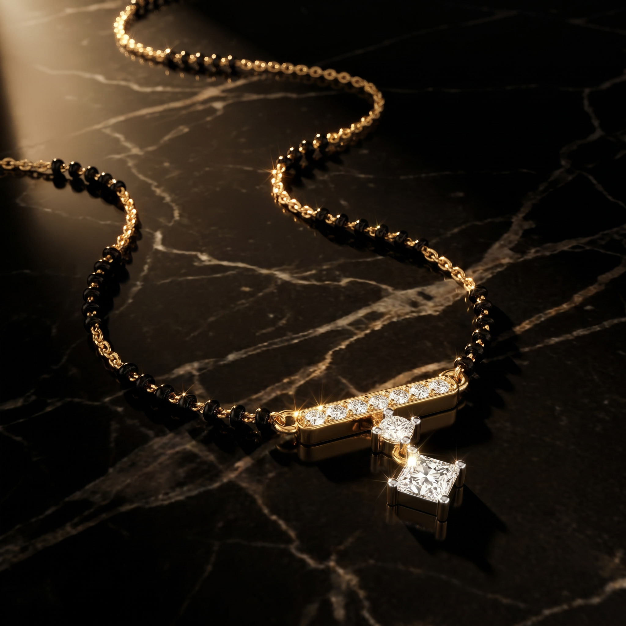 Heavenly Eternity Diamond Mangalsutra by SVADEZI - yellow
