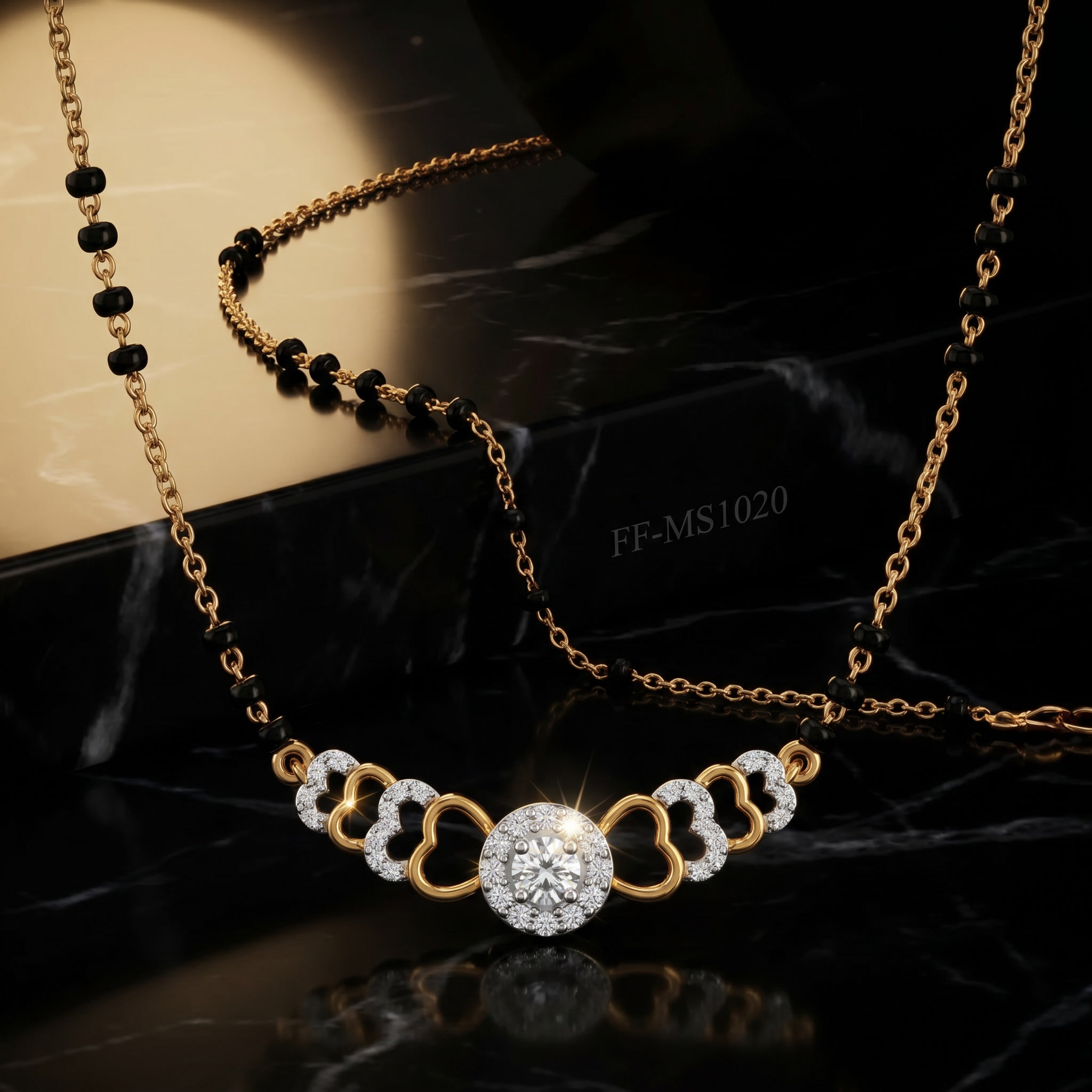 Lustrous Whisper Diamond Mangalsutra by SVADEZI - yellow