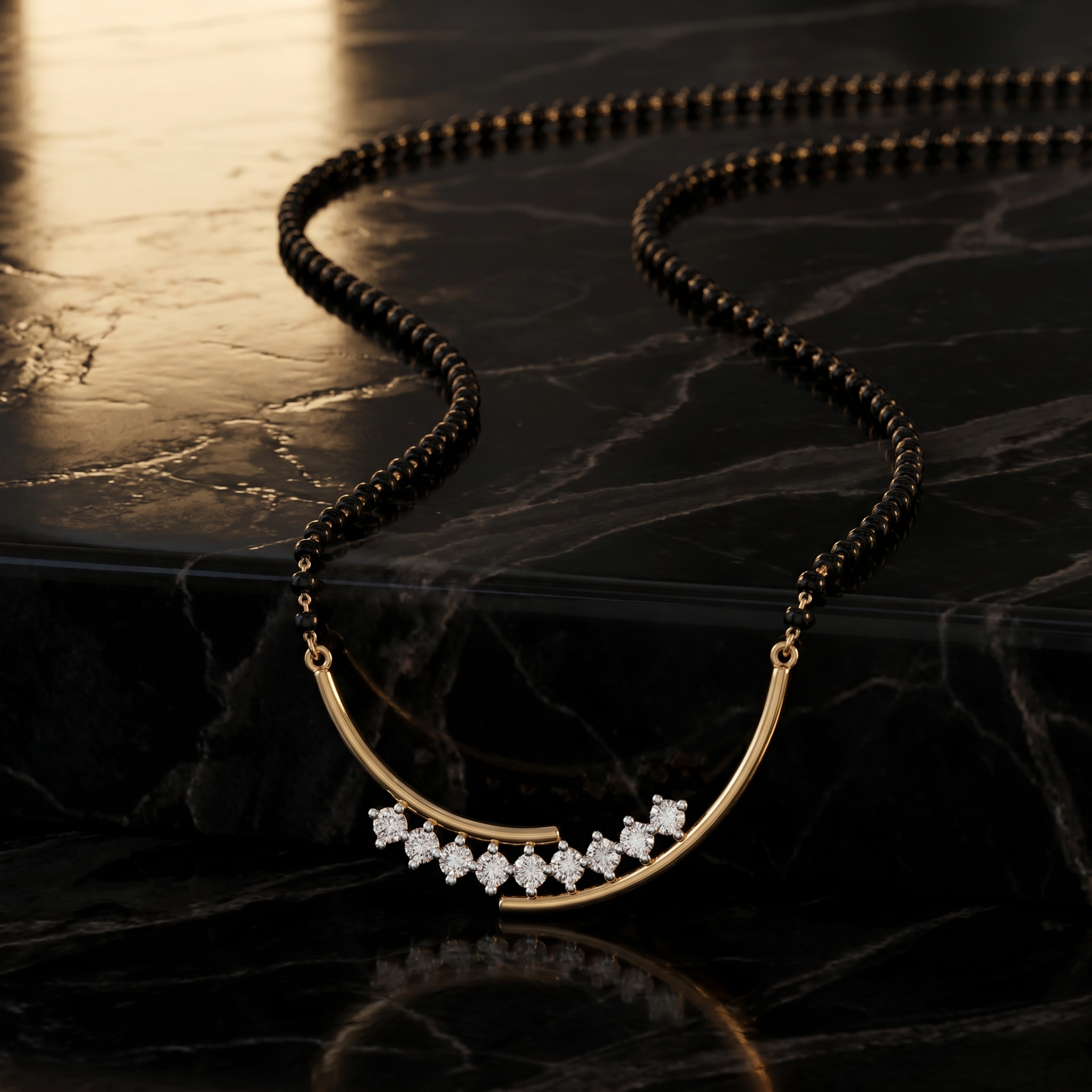 Sparkling Bliss Diamond Mangalsutra by SVADEZI - yellow