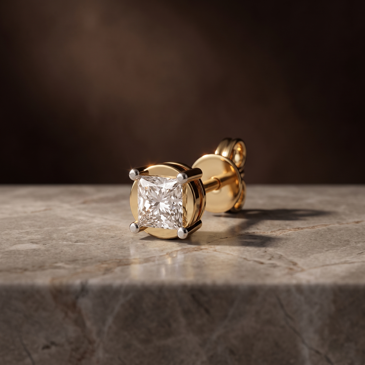Crowned Grace Diamond Earring (Single) by SVADEZI — yellow gold studio