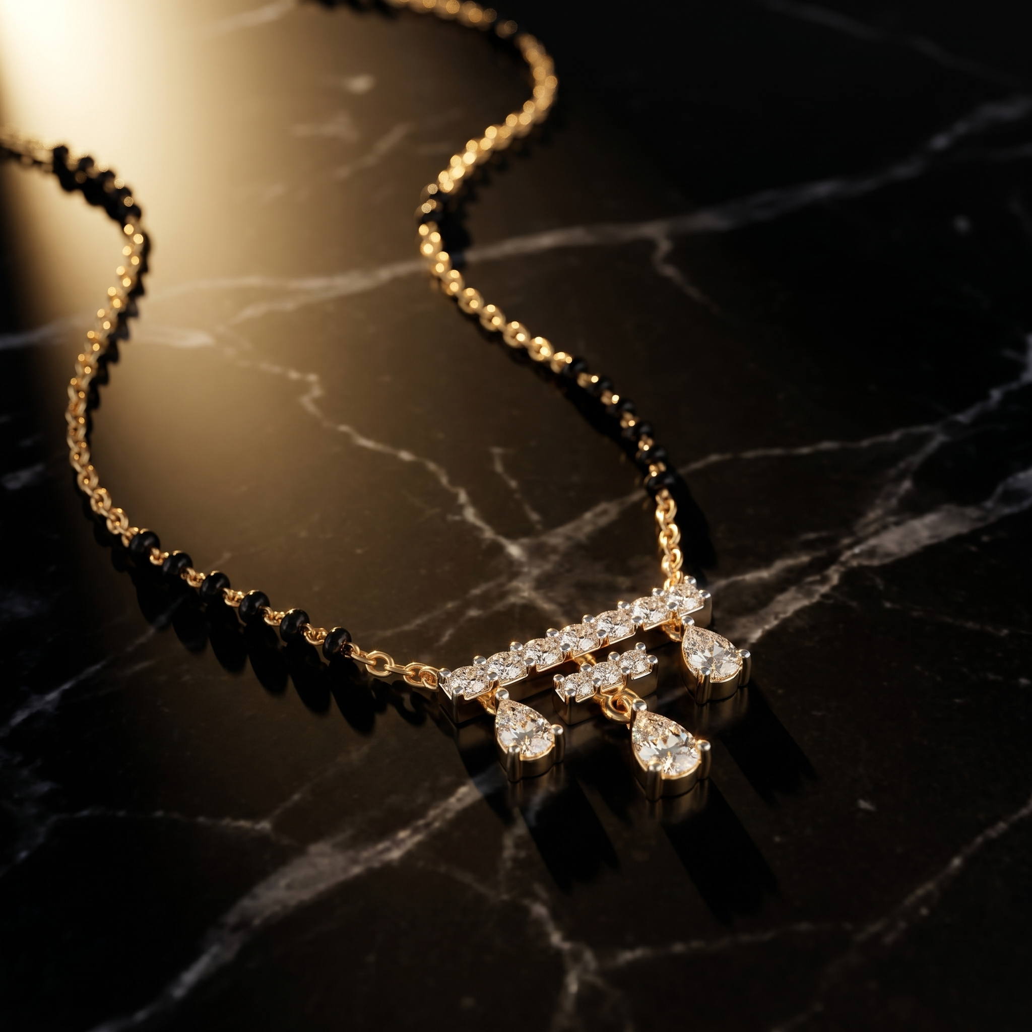 Cascading Vision Diamond Mangalsutra by SVADEZI - yellow