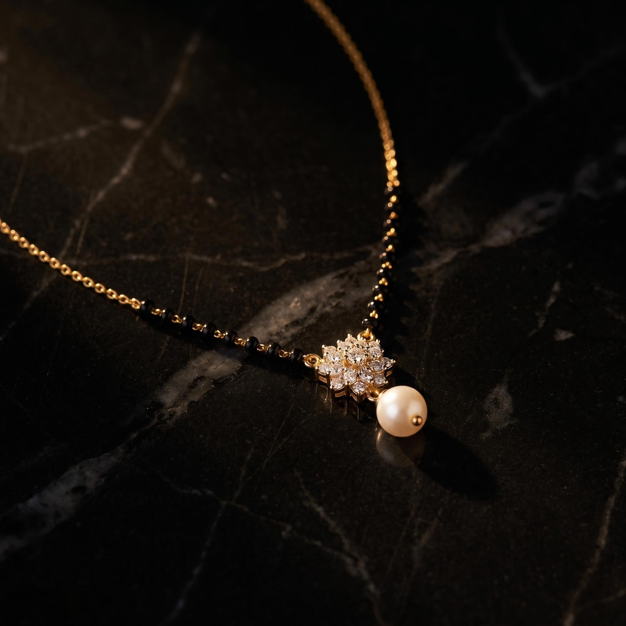 Pristine Brilliance Diamond Mangalsutra by SVADEZI - yellow