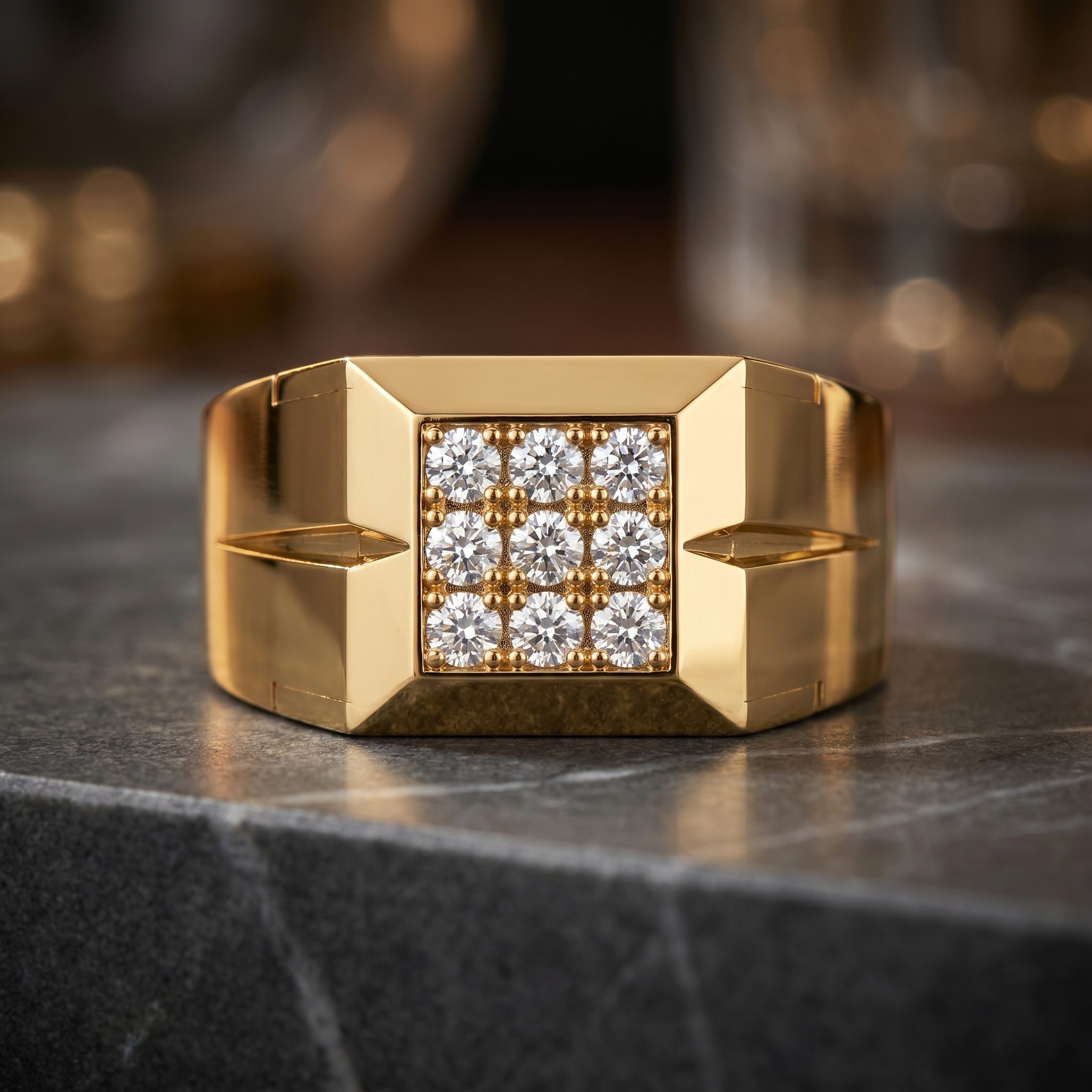 Opulent Crown Men's Diamond Ring by SVADEZI - yellow