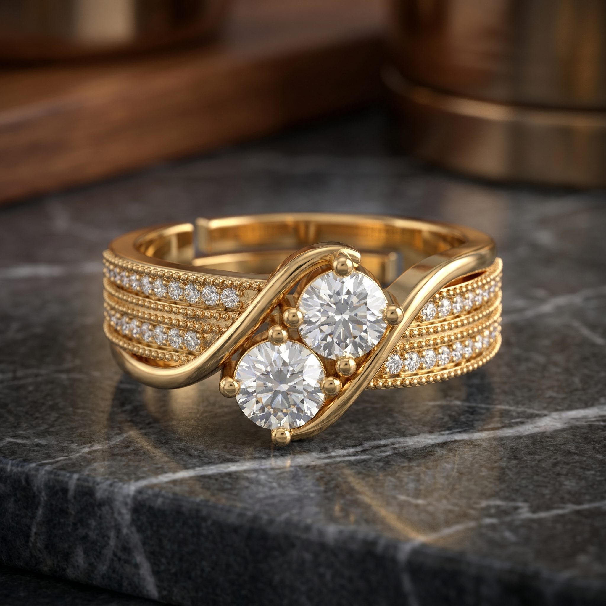Cascading Petal Diamond Ring by SVADEZI - yellow