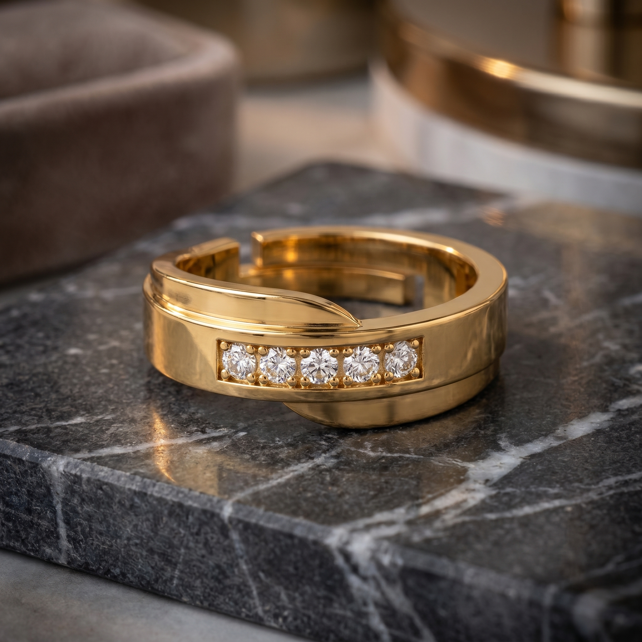 Radiant Embrace Men's Diamond Ring by SVADEZI - yellow