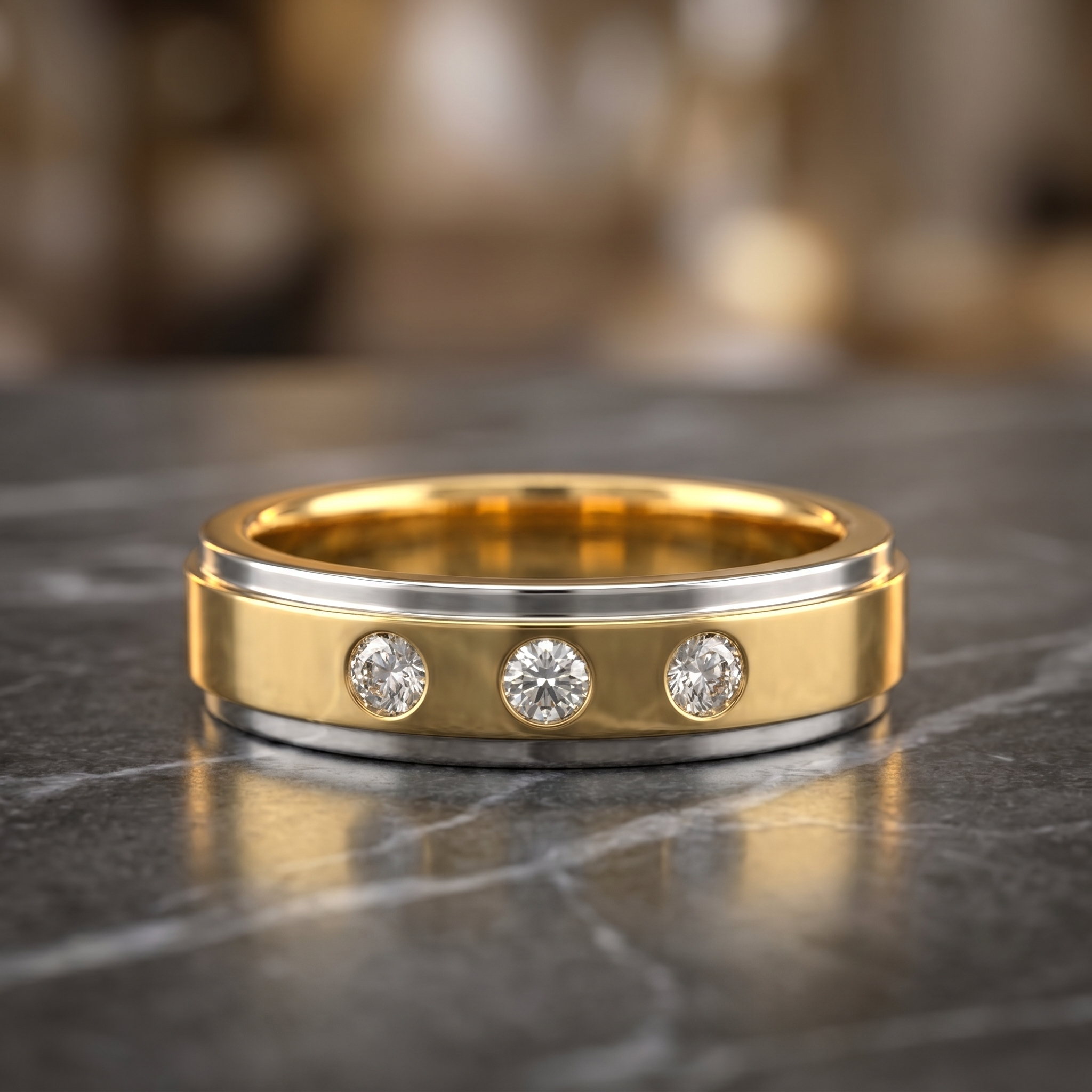 Glistening Petal Men's Diamond Ring by SVADEZI - yellow