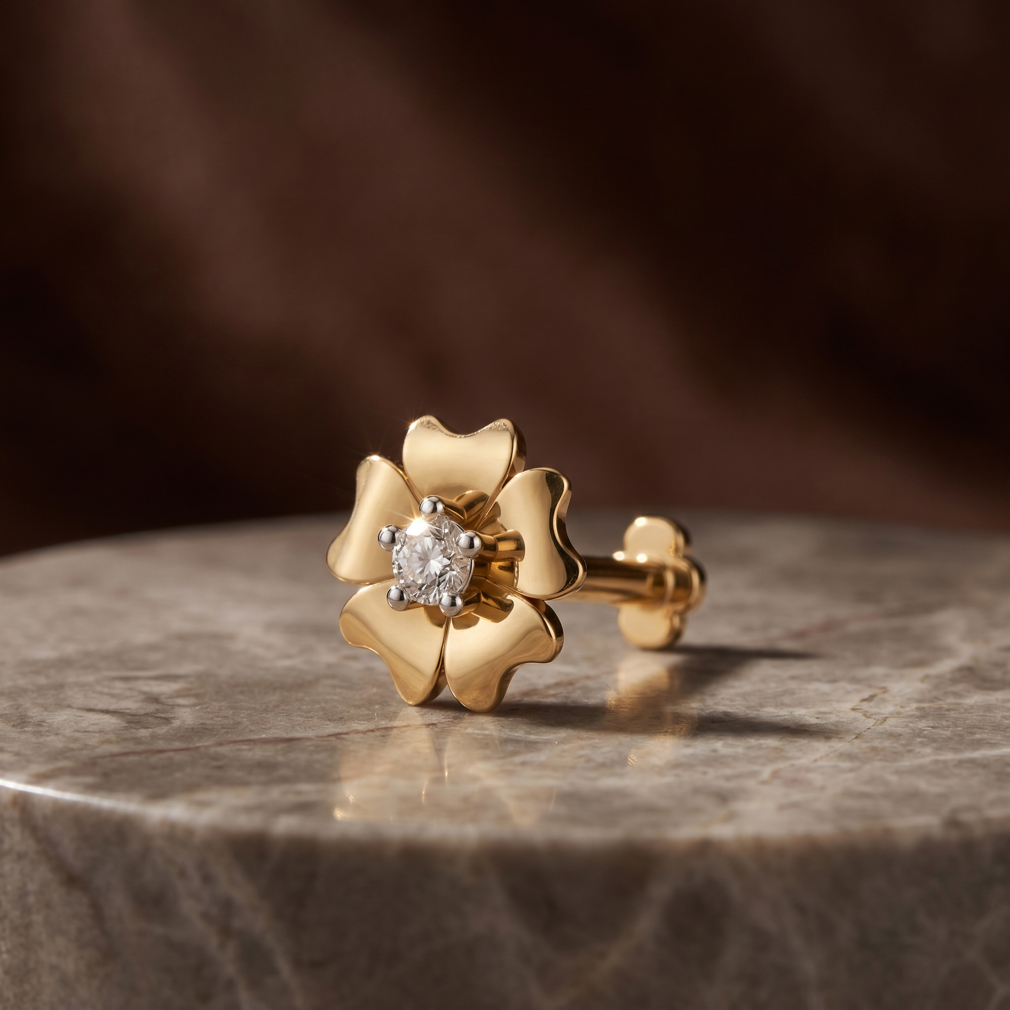 Ornate Grace Diamond Nose Pin by SVADEZI - yellow
