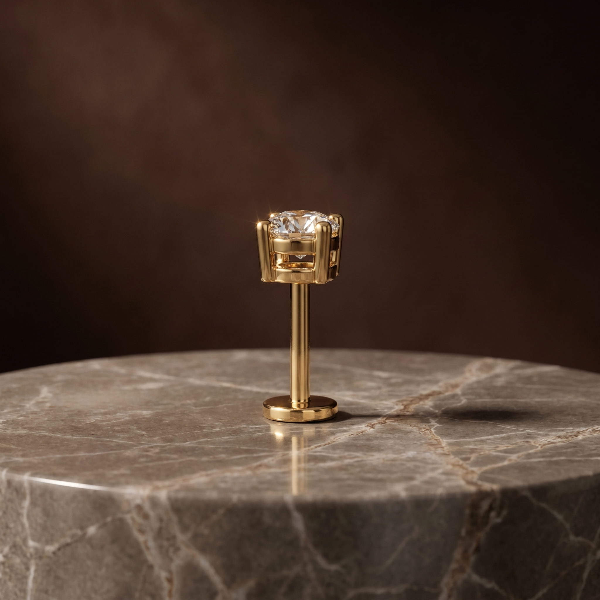 Crowned Spell Diamond Nose Pin by SVADEZI - yellow