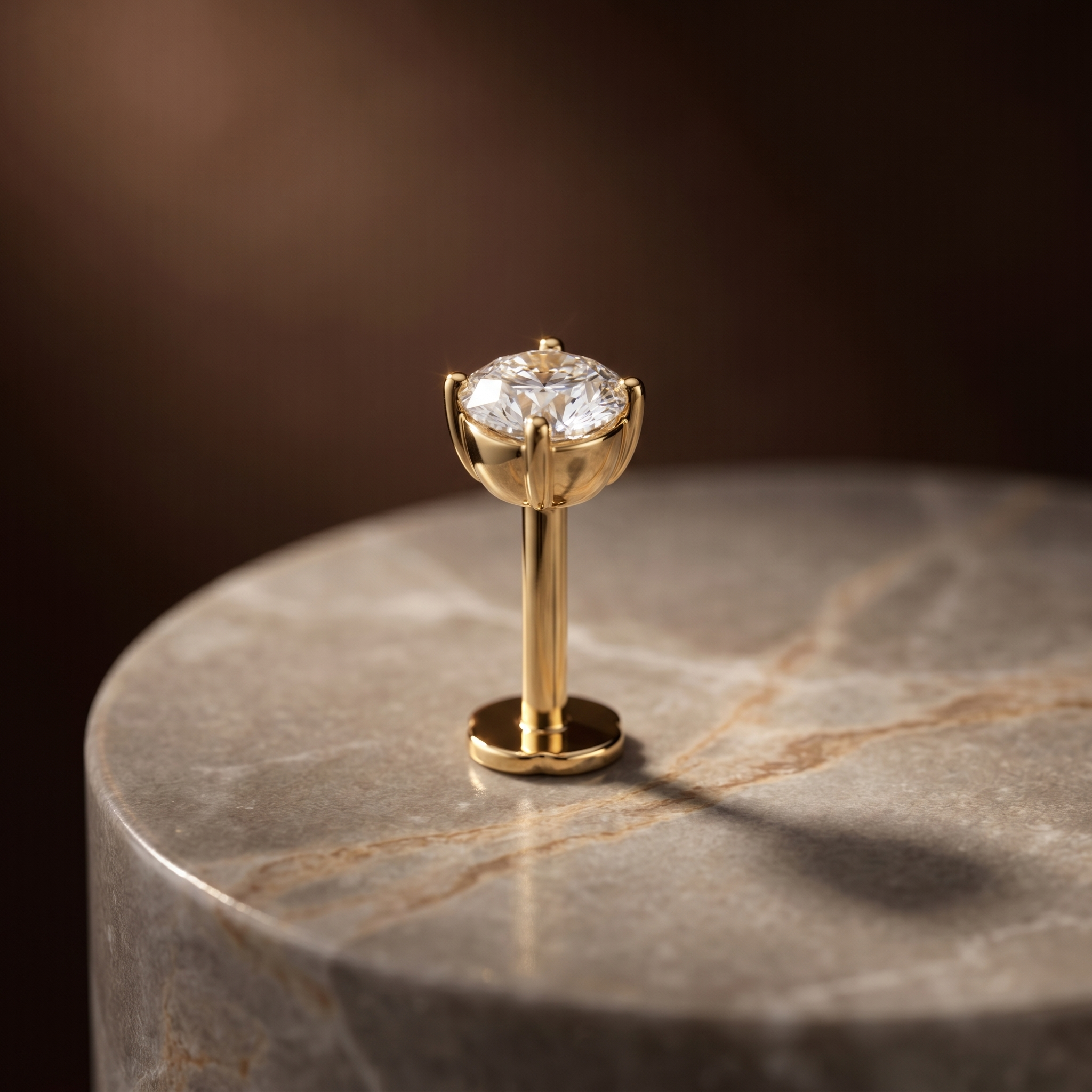 Cascading Aura Diamond Nose Pin by SVADEZI - yellow