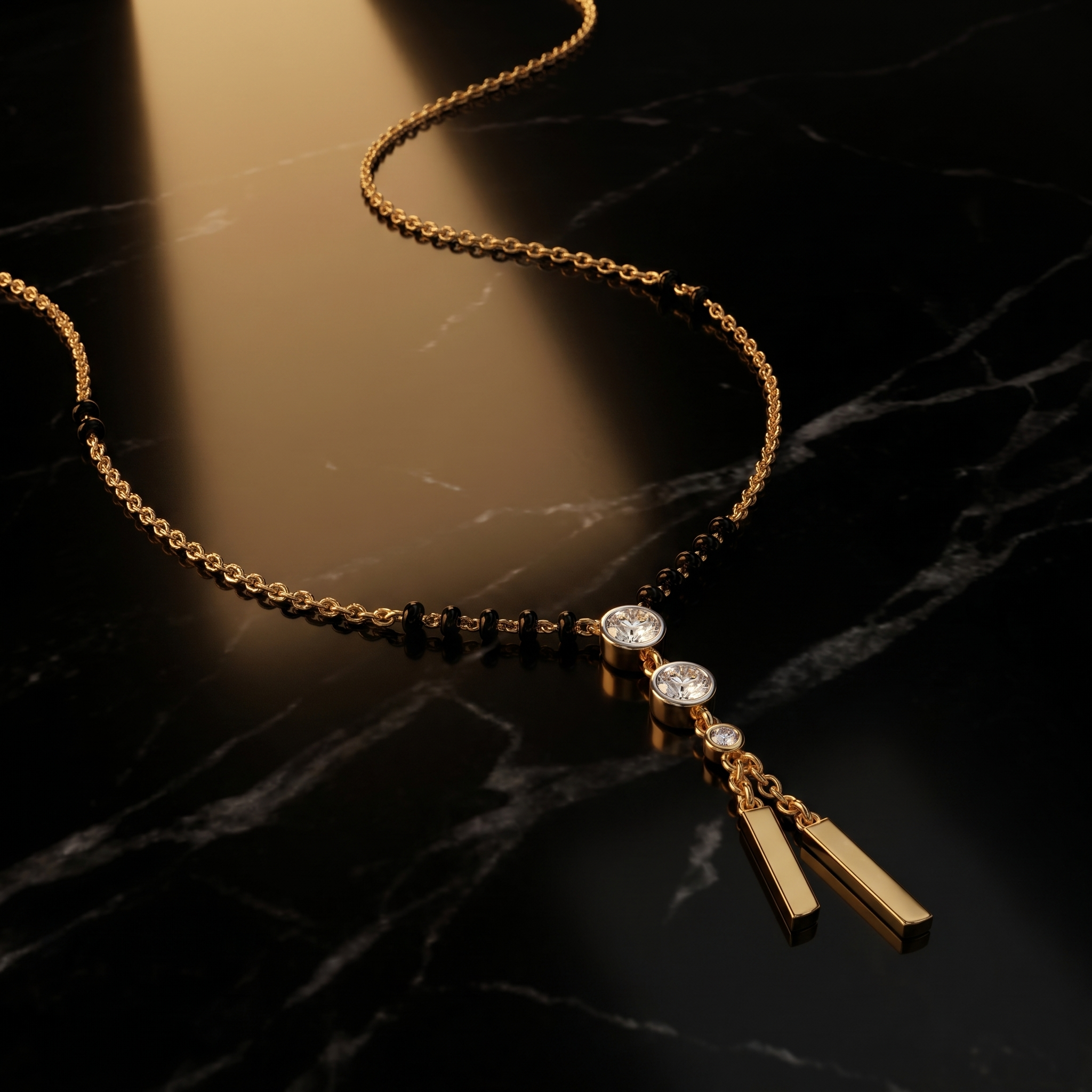 Celestial Petal Diamond Mangalsutra by SVADEZI - yellow