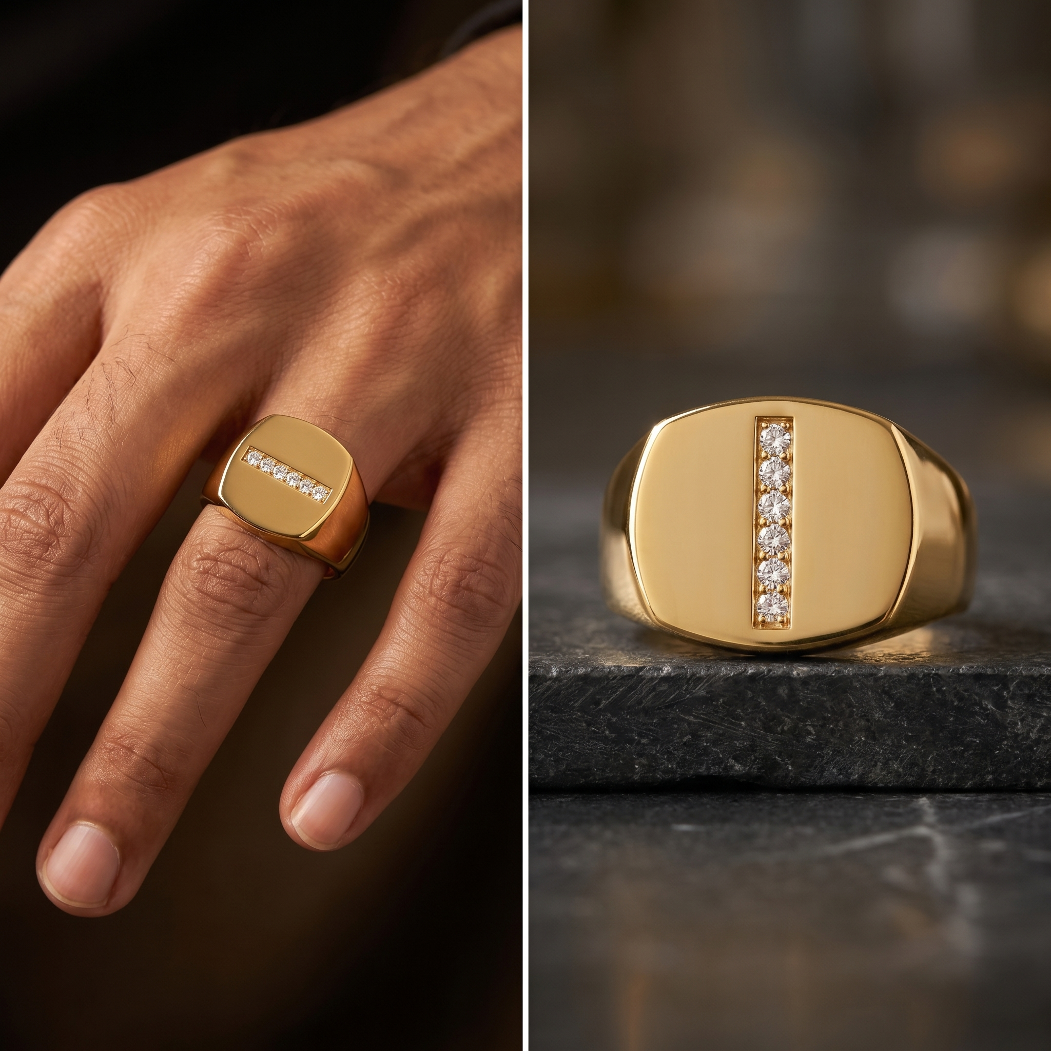 Glowing Star Men's Diamond Ring by SVADEZI - yellow