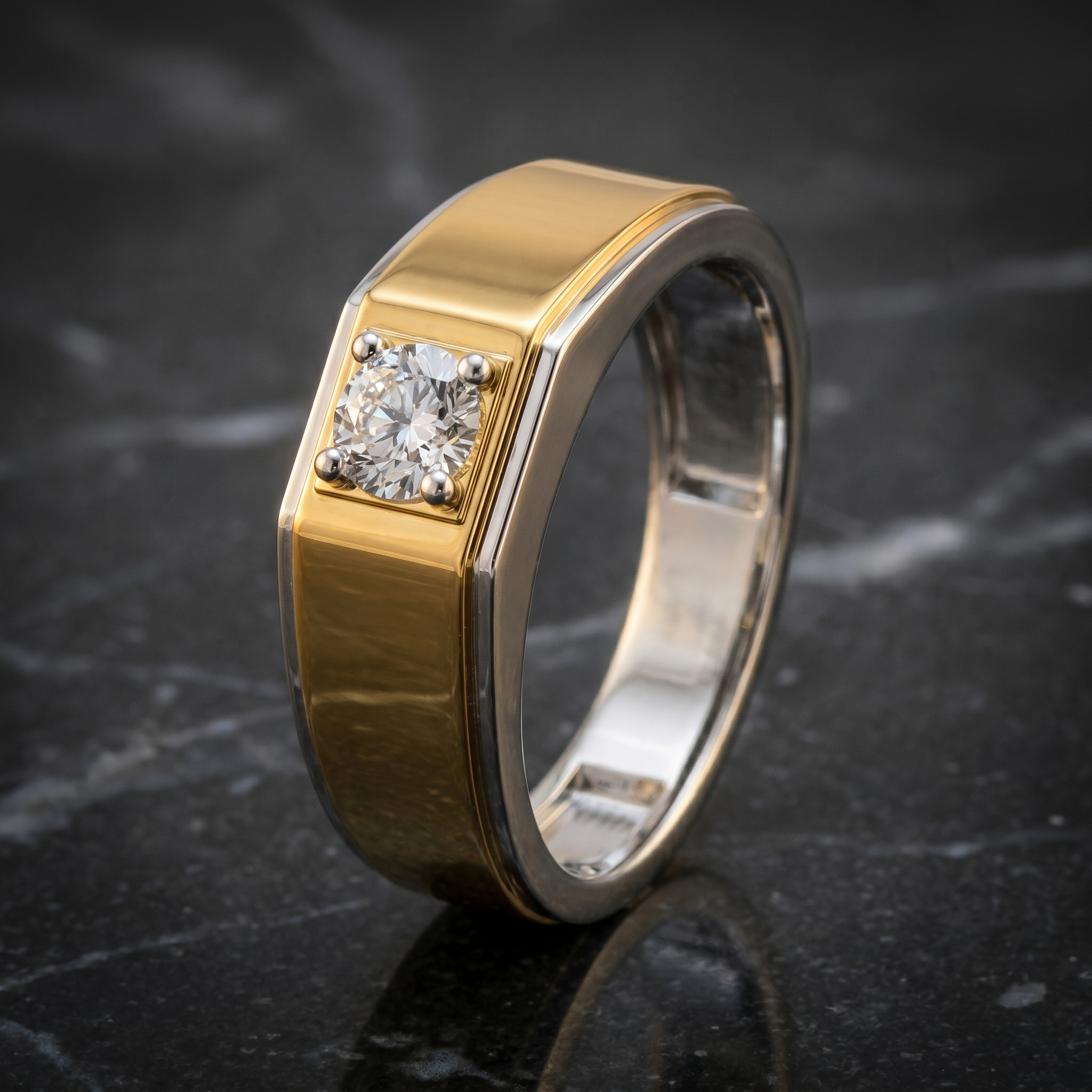 Opulent Glow Men's Diamond Ring by SVADEZI - yellow